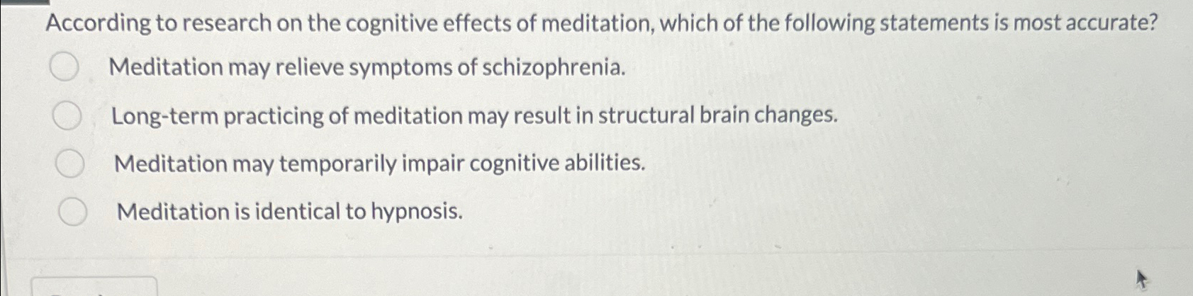 Solved According to research on the cognitive effects of | Chegg.com