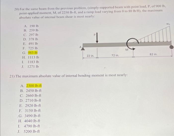 Solved 20) For the same beam from the previous problem, | Chegg.com