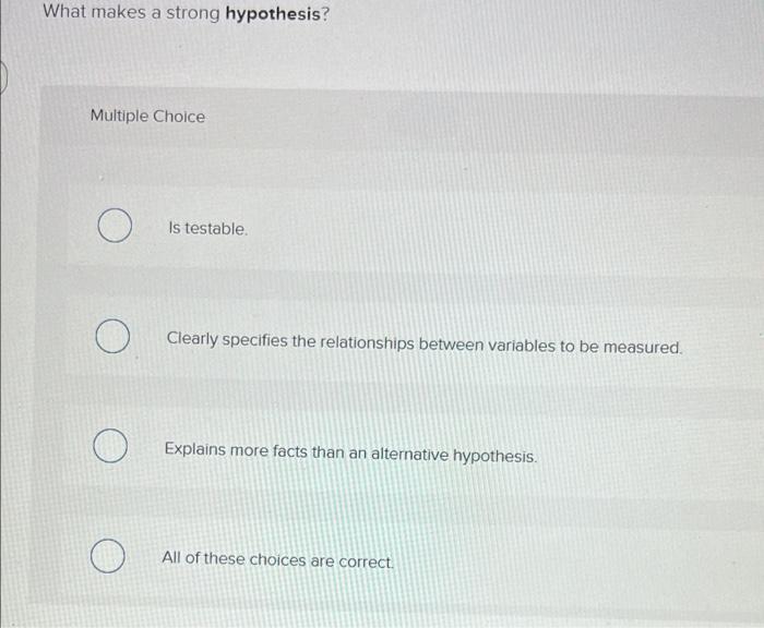 hypothesis multiple choice questions