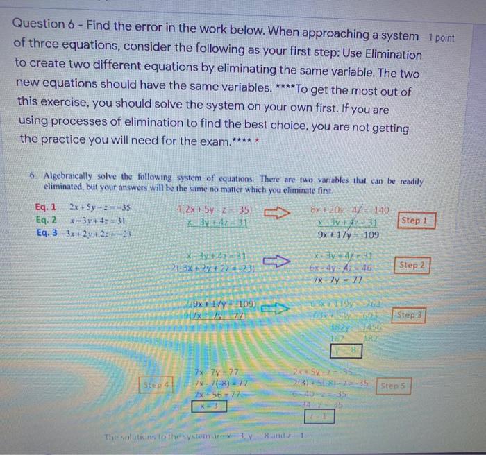 Solved Question 6 - Find the error in the work below. When | Chegg.com