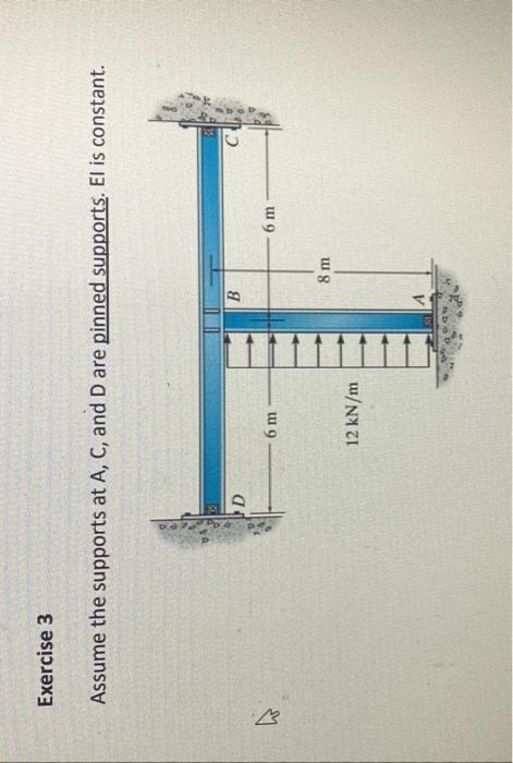 Solved Exercise 3 Assume the supports at A, C, and D are | Chegg.com