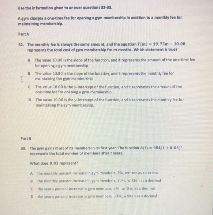 Solved Use the information given to answer questions 32-33. | Chegg.com