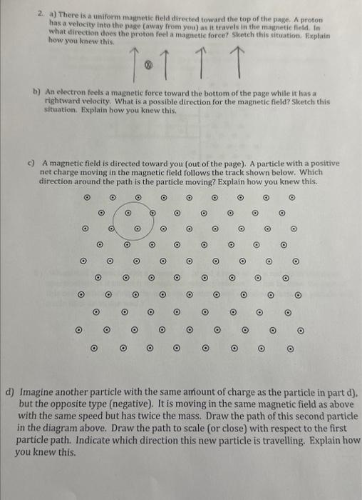 Solved 2. a) There is a uniform magnetic field directed | Chegg.com