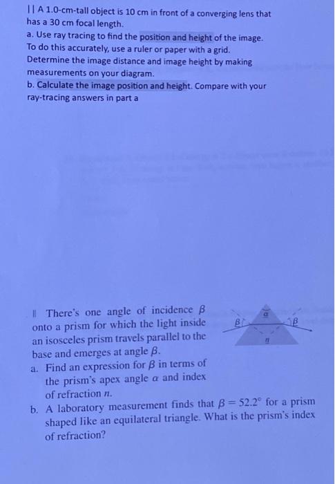 Solved II A 1.0−cm-tall object is 10 cm in front of a | Chegg.com