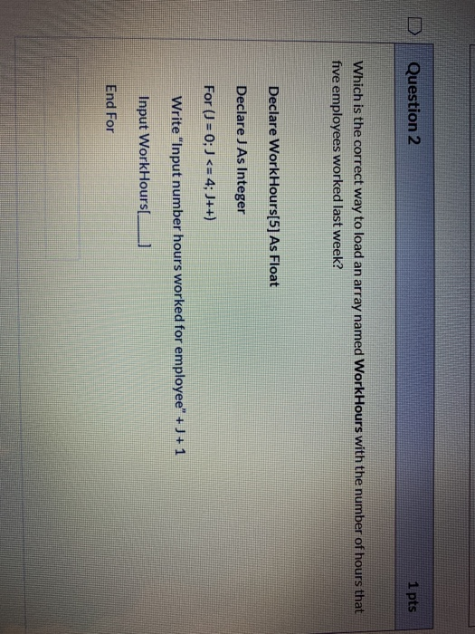 Solved D Question 2 1 pts Which is the correct way to load | Chegg.com