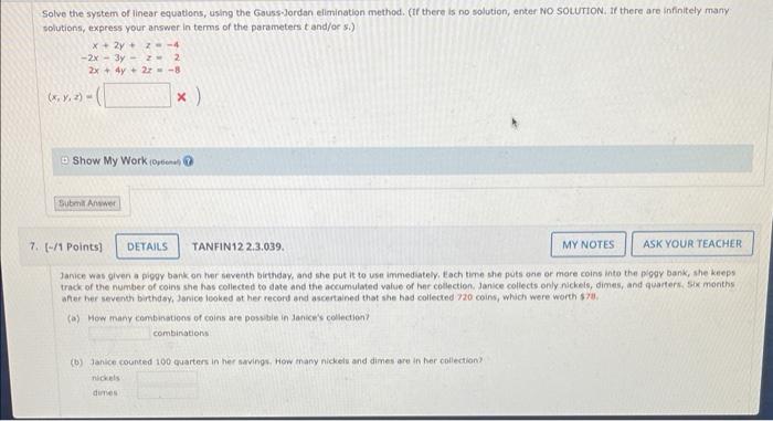 Solved Solve the system of linear equations, using the | Chegg.com
