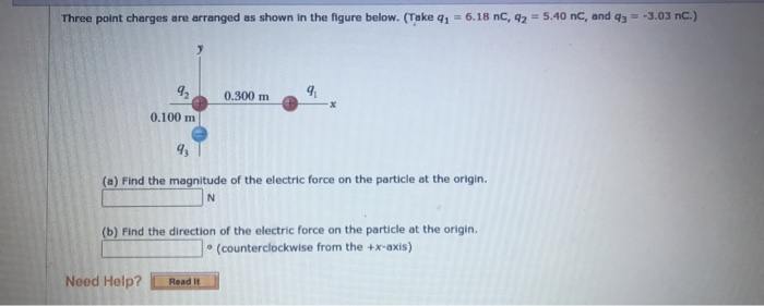 Solved Three point charges are arranged as shown in the | Chegg.com