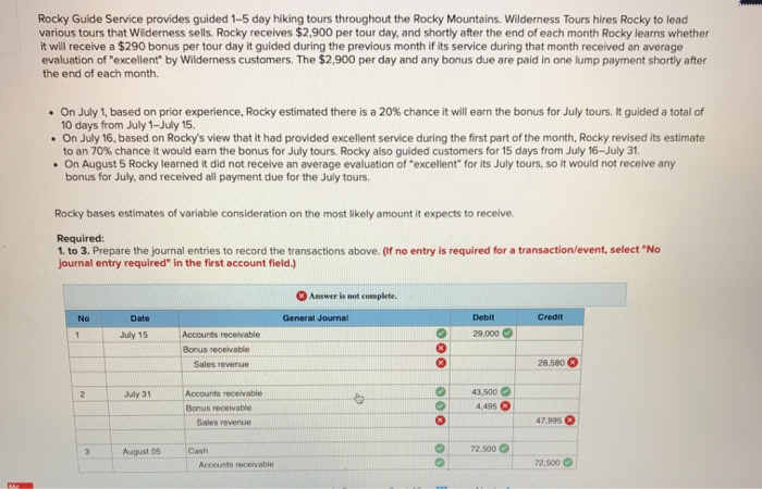 Solved Rocky Guide Service provides guided 1-5 day hiking | Chegg.com