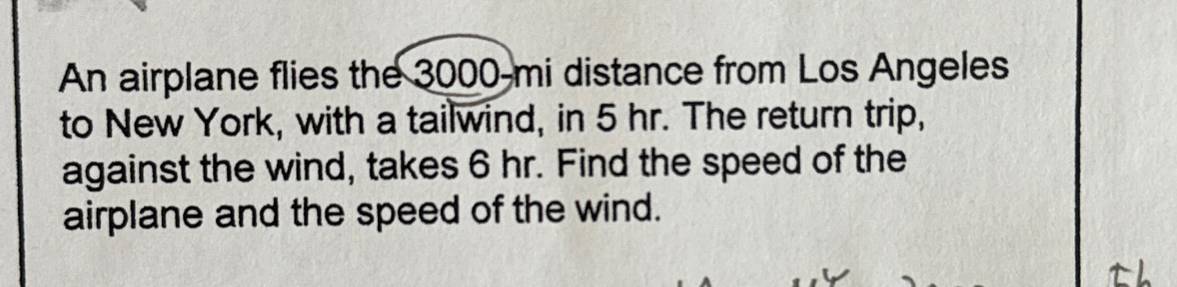 Solved An airplane flies the 3000 -mi distance from Los | Chegg.com