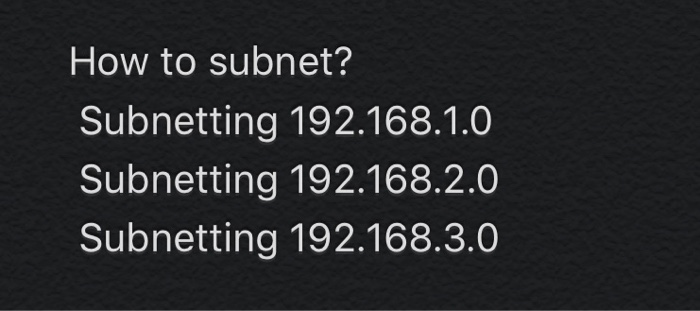 Solved How to subnet? Subnetting 192.168.1.0 Subnetting | Chegg.com