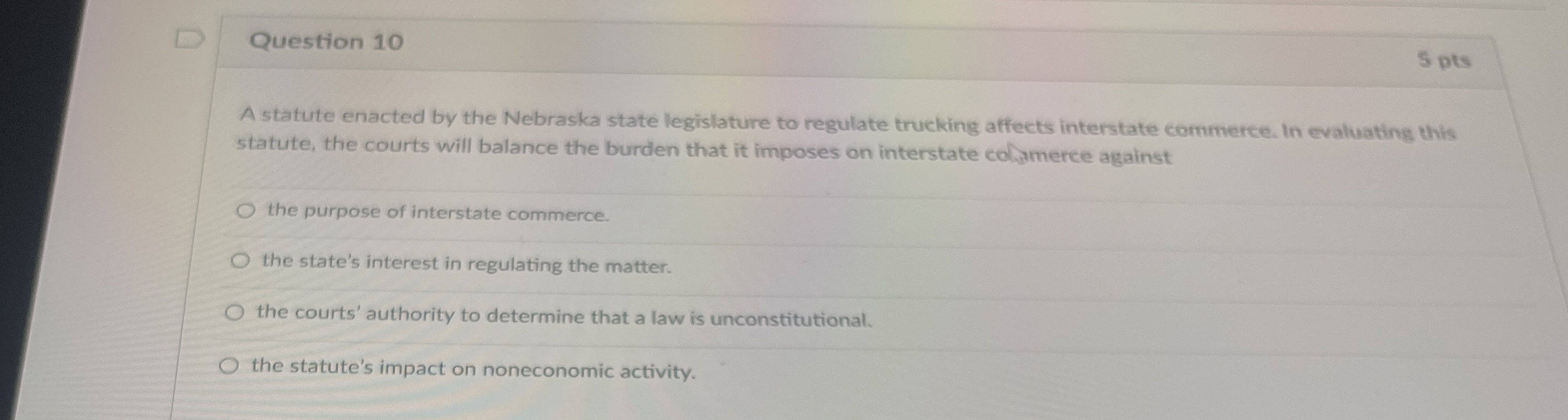 Solved Question 10A statute enacted by the Nebraska state