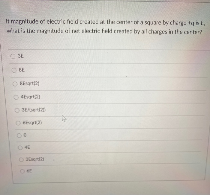 Solved If magnitude of electric field created at the center