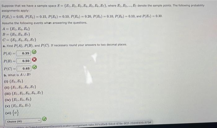 Solved Suppose that we have a sample space S = {E, E. Es, | Chegg.com