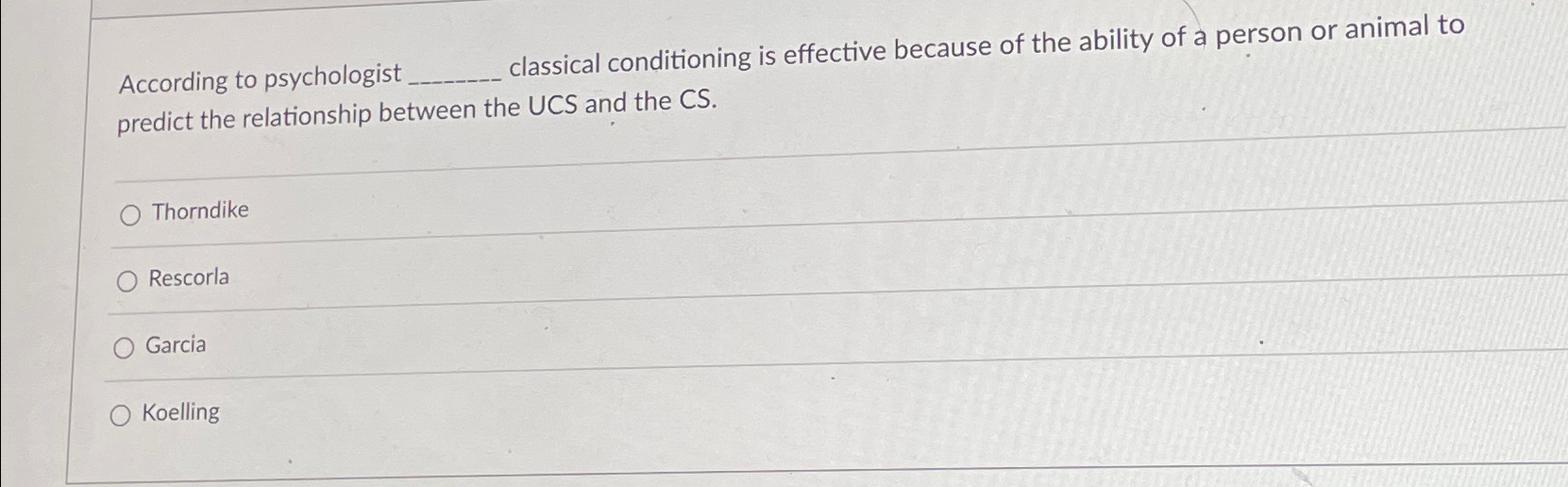 Solved According to psychologist classical conditioning is | Chegg.com