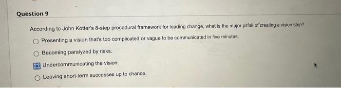 Solved According To John Kotter's 8-step Procedural | Chegg.com