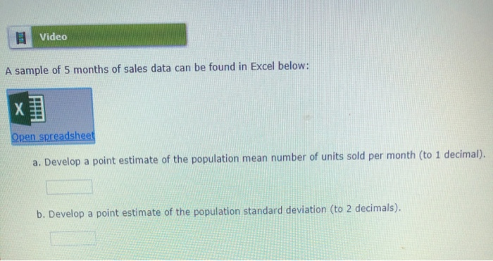 Solved Sales Data 3 Month Units Sold Point Estimates 96 Mean | Chegg.com