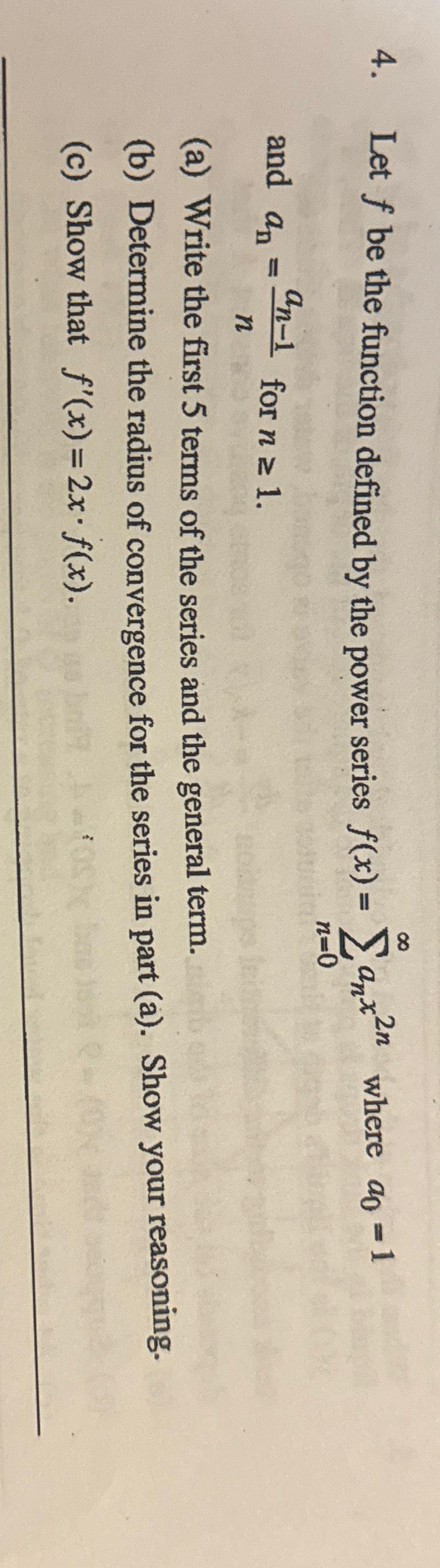 Solved Let f ﻿be the function defined by the power series | Chegg.com