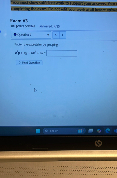 Solved You must show sufficient work to support your | Chegg.com