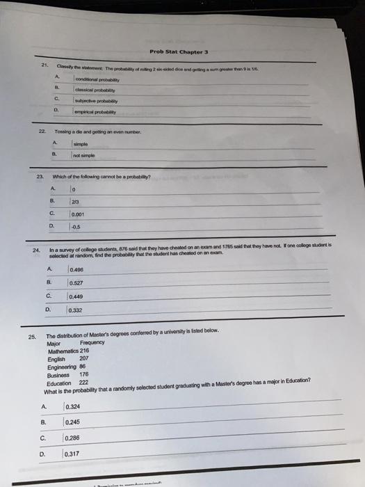 Solved 15. A multiple choice test has five questions, each | Chegg.com
