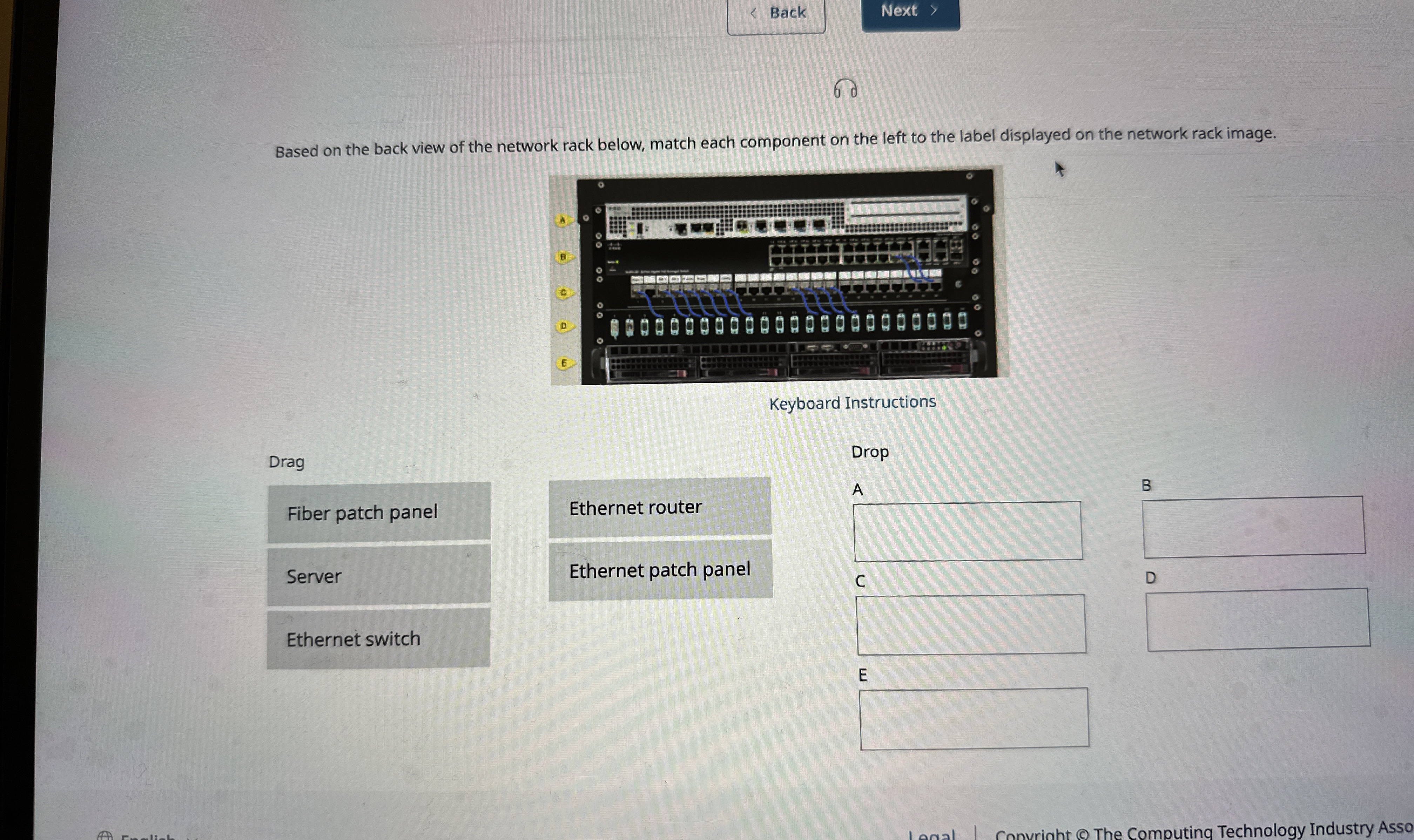Solved Based on the back view of the network rack below, | Chegg.com