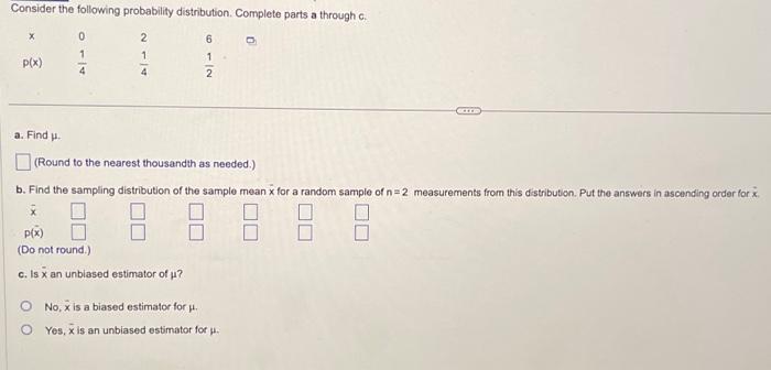 Solved Consider the following probability distribution. | Chegg.com