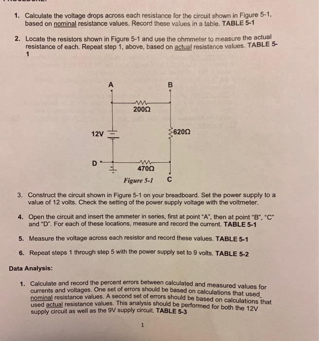 Solved 1 Calculate The Voltage Drops Across Each Resistance 1902