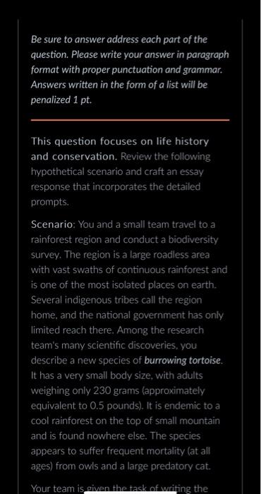 Solved Be sure to answer address each part of the question. | Chegg.com