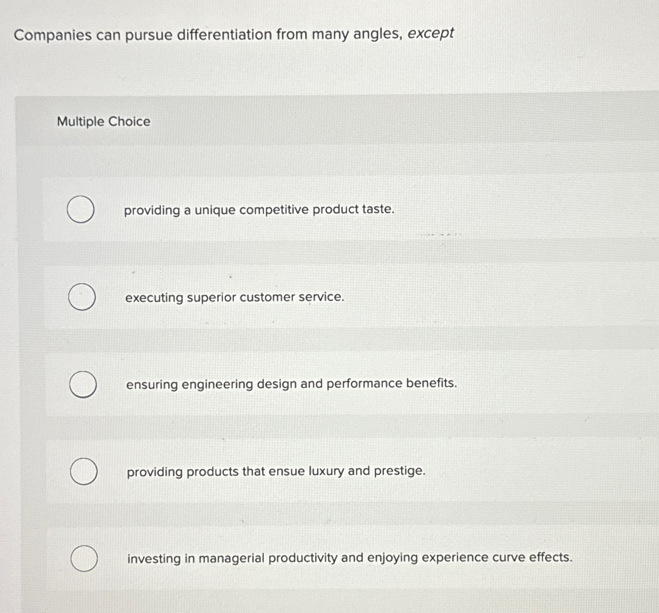 Solved companies can pursue differentiation from many chegg