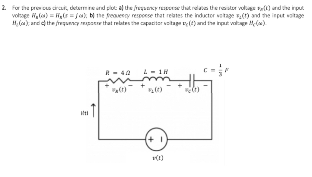 For the previous circuit, determine and plot (Bode | Chegg.com