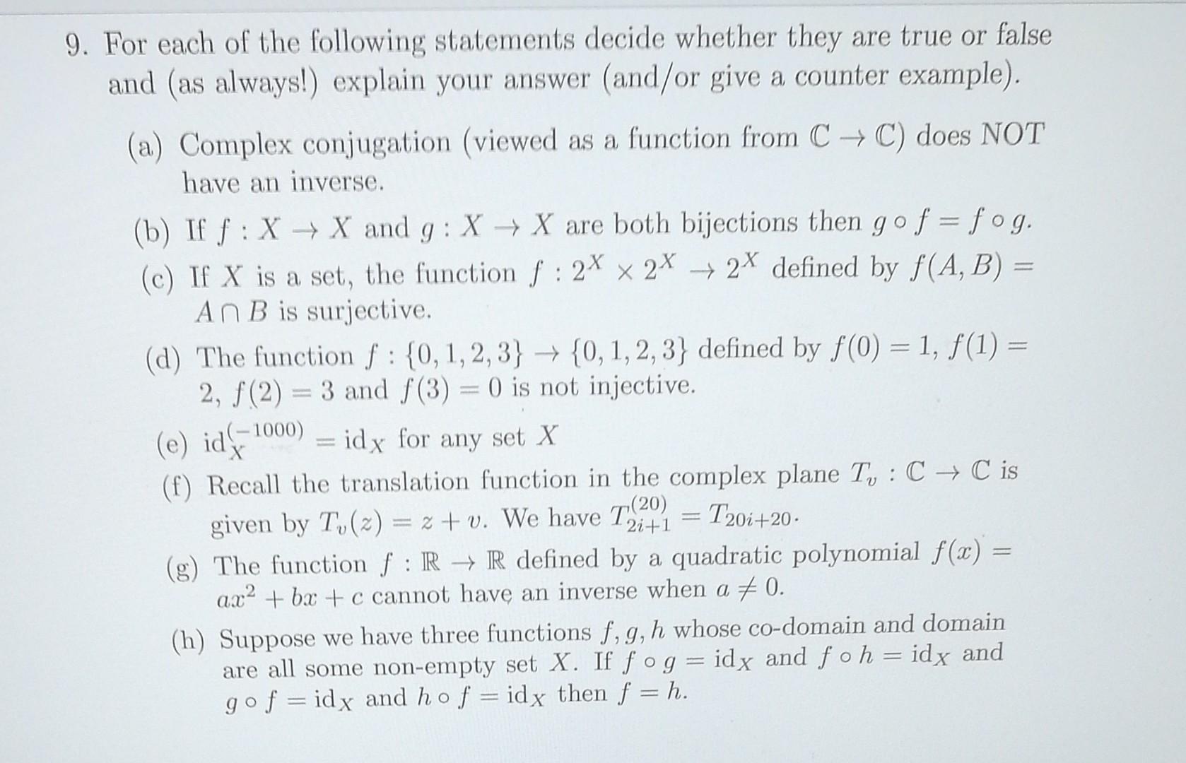 Solved For each of the following statements decide whether | Chegg.com
