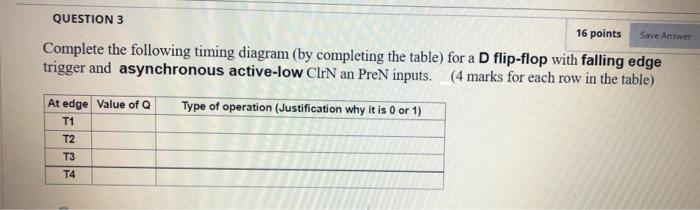 Solved QUESTION 3 16 points Save Answer Complete the | Chegg.com