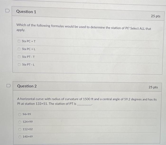 Solved Question 1 25 pts Which of the following formulas | Chegg.com
