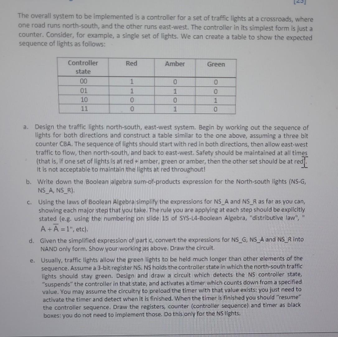 Solved The overall system to be implemented is a controller | Chegg.com