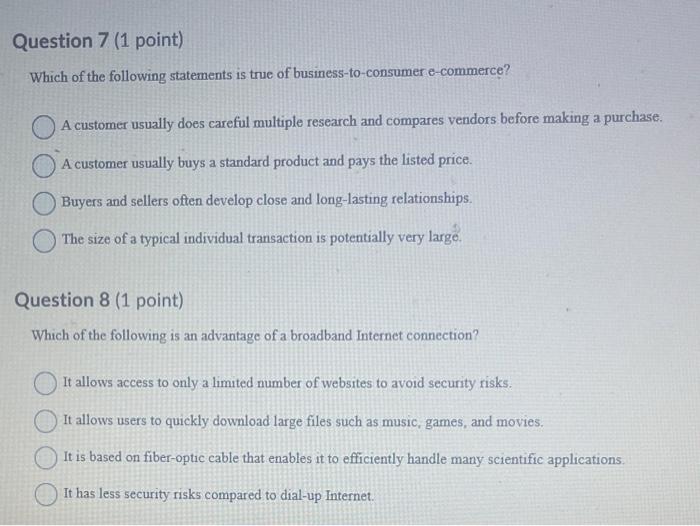 Solved Question 7 ( 1 point) Which of the following | Chegg.com