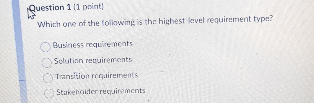 Solved Question 1 (1 ﻿point)Which one of the following is | Chegg.com