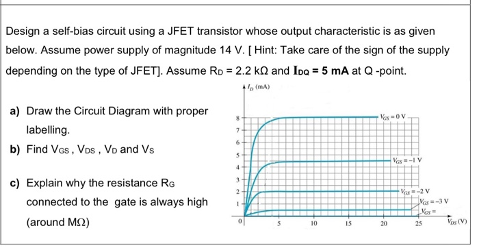 Solved Design a self-bias circuit using a JFET transistor | Chegg.com
