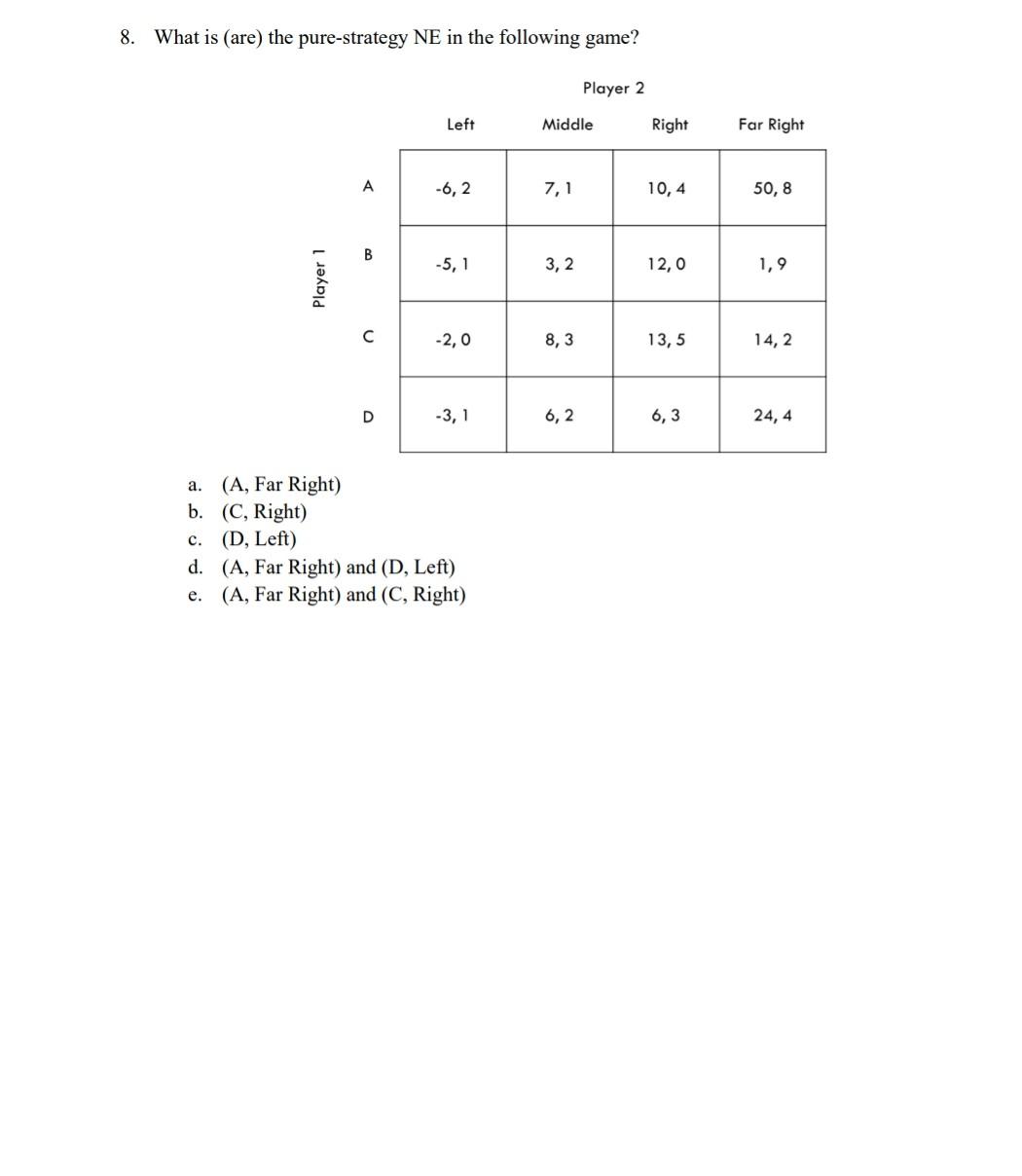 Solved 1. Find a Nash equilibrium for the following game, if | Chegg.com