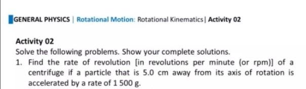 Solved GENERAL PHYSICS | Rotational Motion: Rotational | Chegg.com