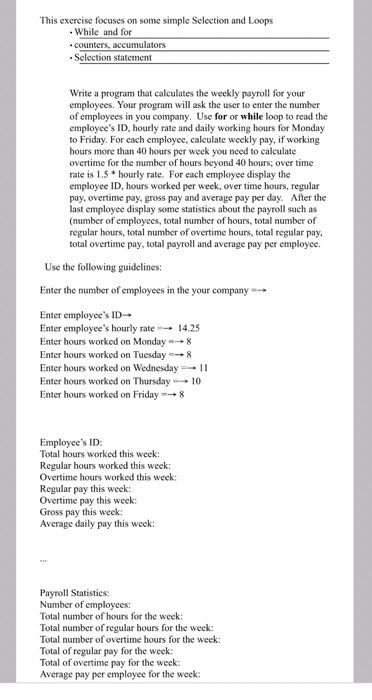 Solved This exercise focuses on some simple Selection and | Chegg.com