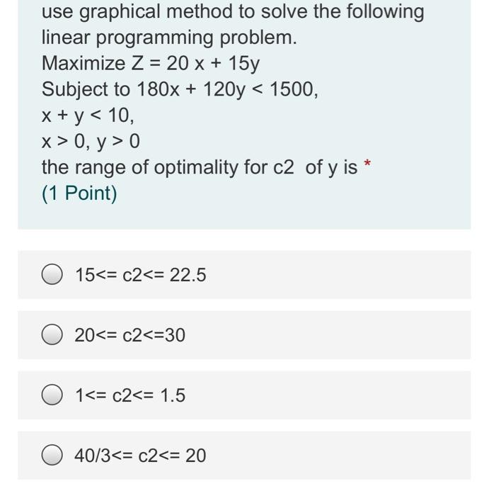 Solved use graphical method to solve the following linear | Chegg.com