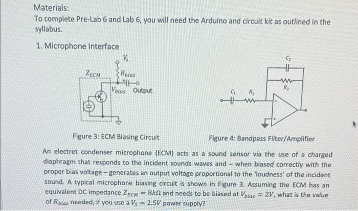 Materials: To complete Pre-Lab 6 and Lab 6, you will | Chegg.com
