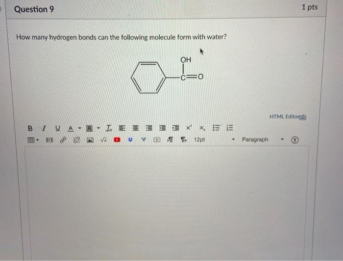 Solved Question 9 1 Pts How Many Hydrogen Bonds Can The