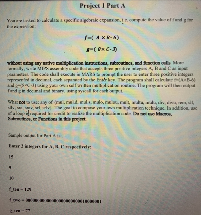 Solved Project 1 Part A You Are Tasked To Calculate A Spe Chegg Com