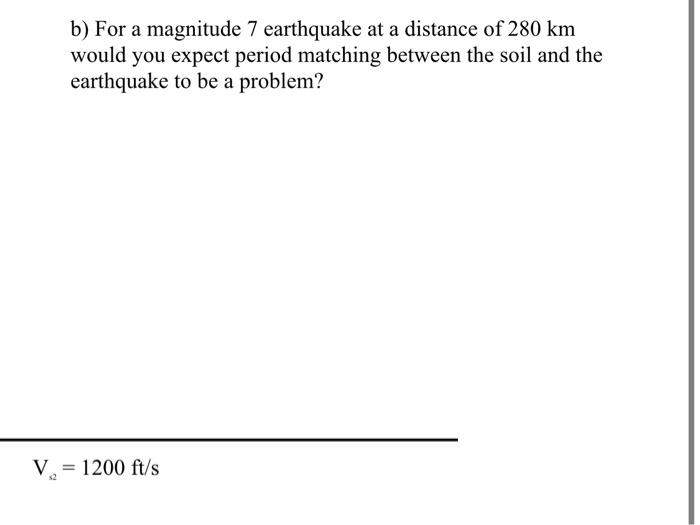 Solved B) For A Magnitude 7 Earthquake At A Distance Of 280 | Chegg.com