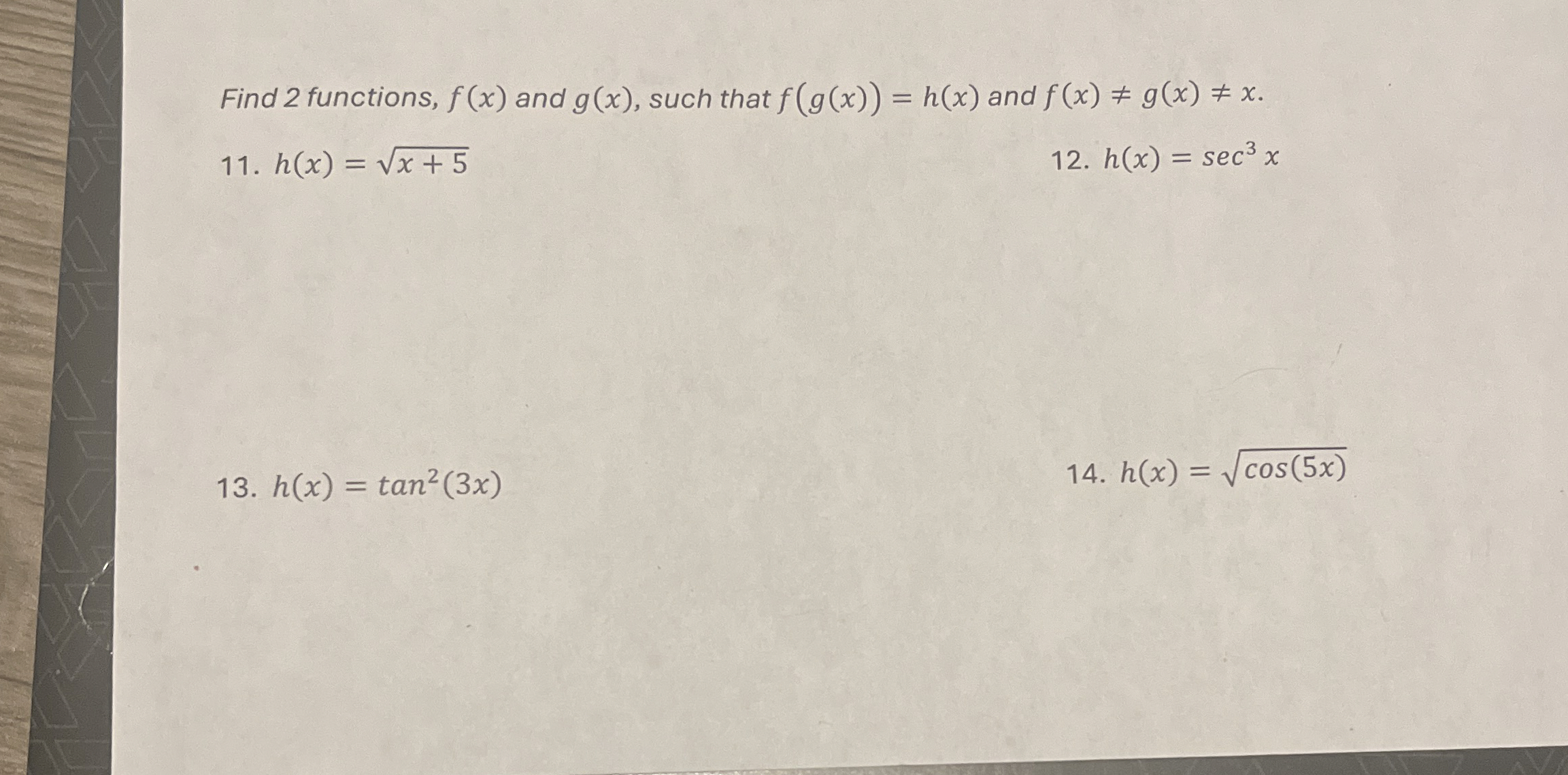 Solved Find 2 ﻿functions F X ﻿and G X ﻿such That