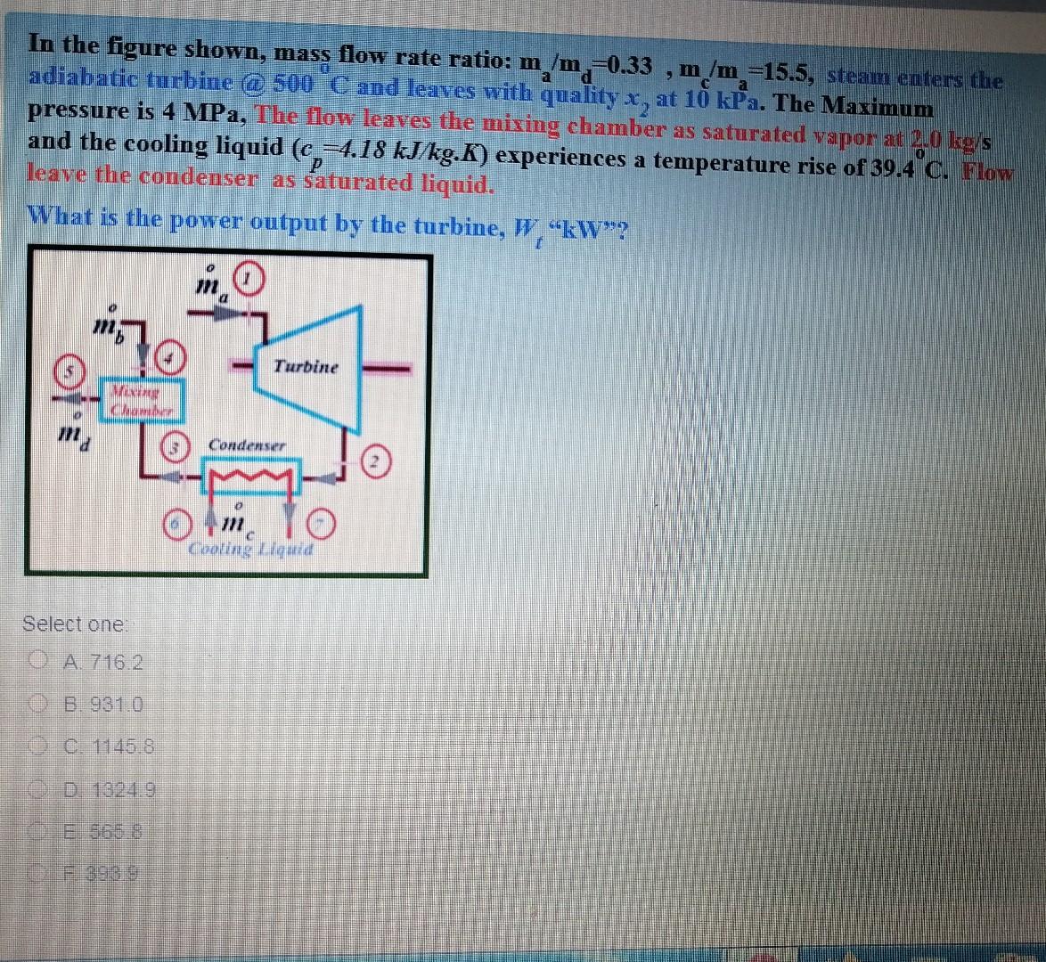 Solved In the figure shown, mass flow rate ratio: m/m -0.33 | Chegg.com