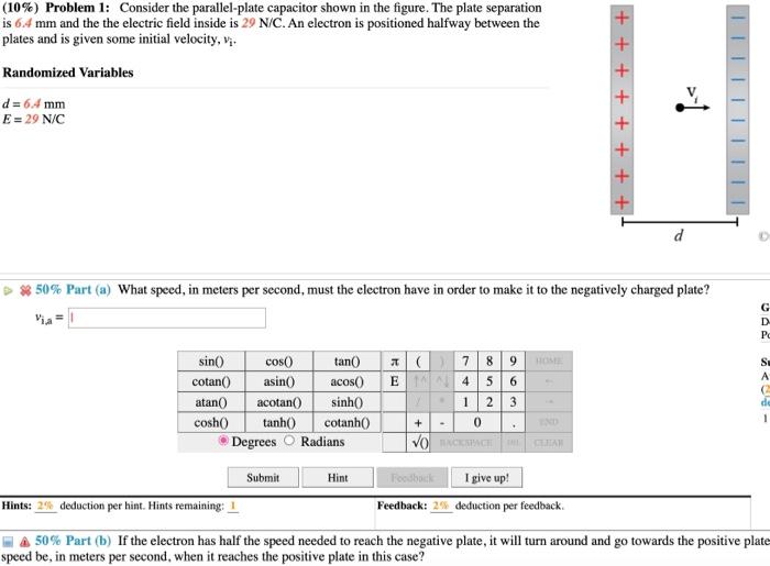 Solved (10%) Problem 1: Consider The Parallel-plate | Chegg.com