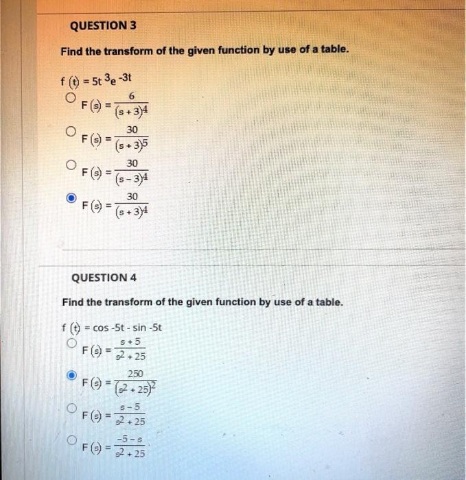 Solved Find the transform of the given function by use of a | Chegg.com