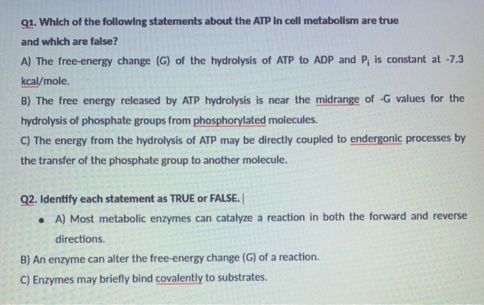 91 Which Of The Following Statements About The Atp Chegg 