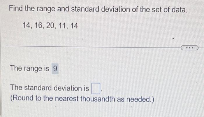 Solved Find the range and standard deviation of the set of | Chegg.com